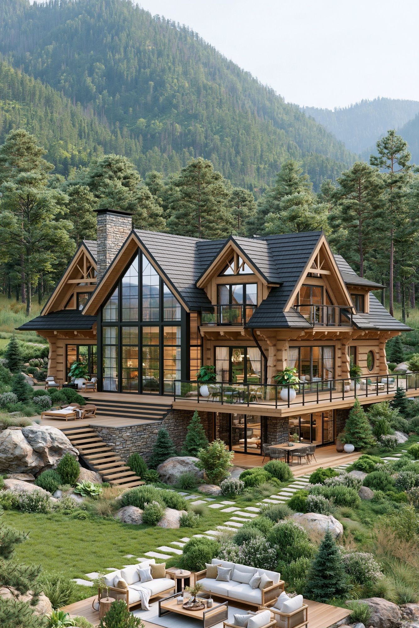 Mountain Lodge Retreat Photography Poster. poster — architecture art