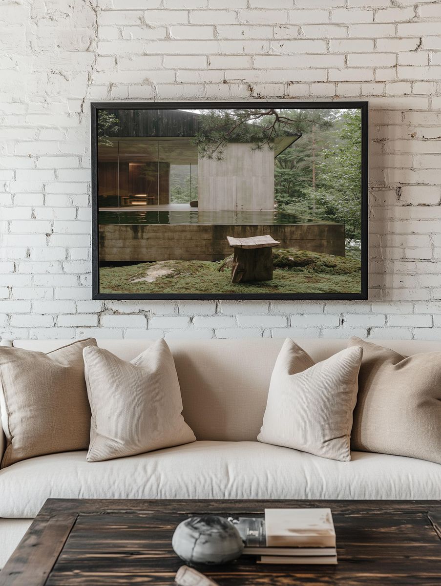 Forest Retreat Architecture Print. room preview