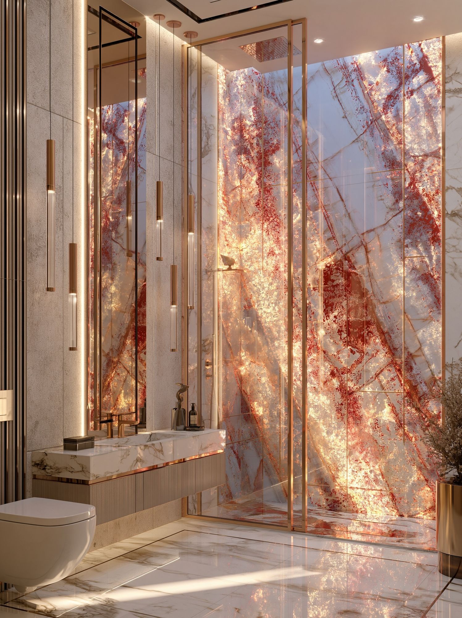 Luxury Marble Bathroom Interior Print. poster — architecture art
