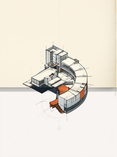 Curved House Sketch Poster. poster