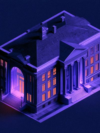 Neon Mansion Architecture Print. poster
