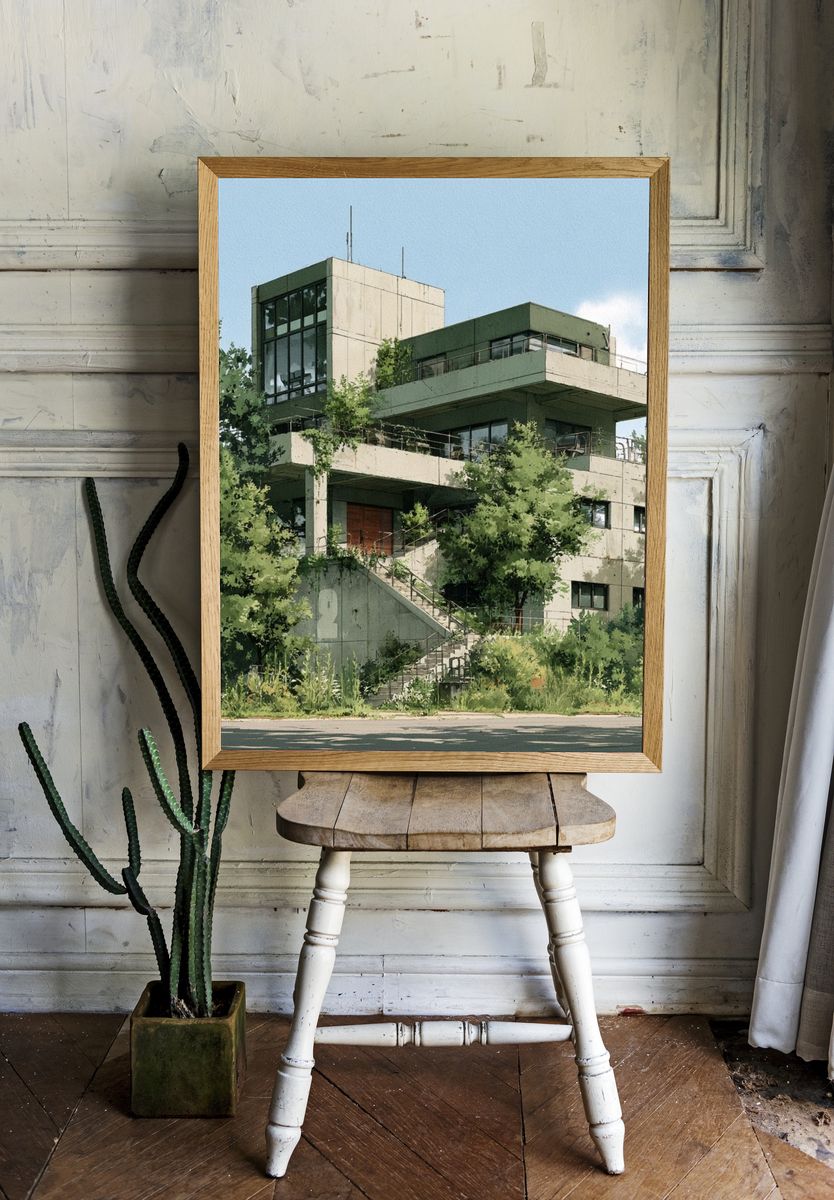Modernist House in Greenery Poster. room preview