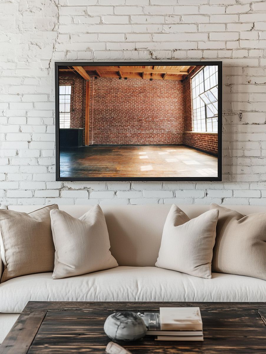 Grunge red brick wall textured. — room view 1
