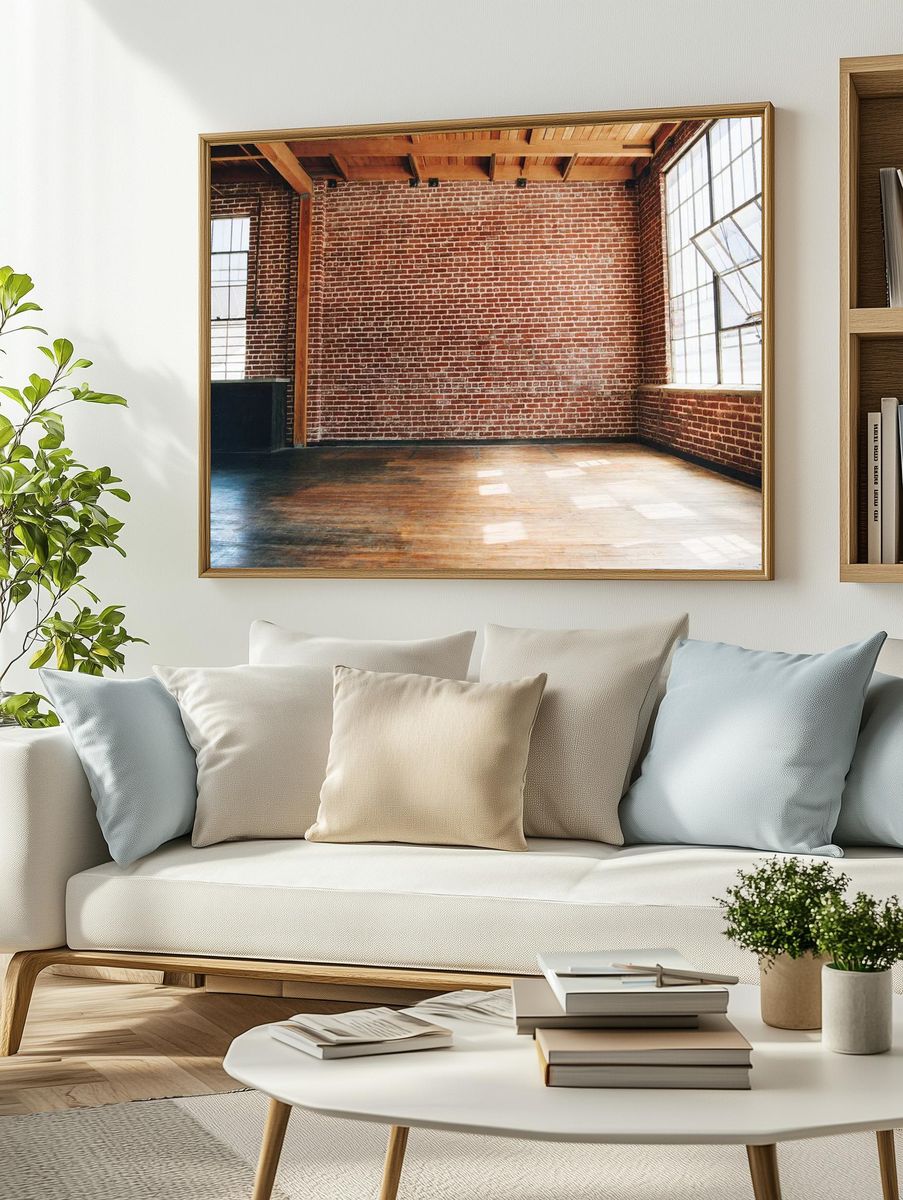 Grunge red brick wall textured. — room view 2