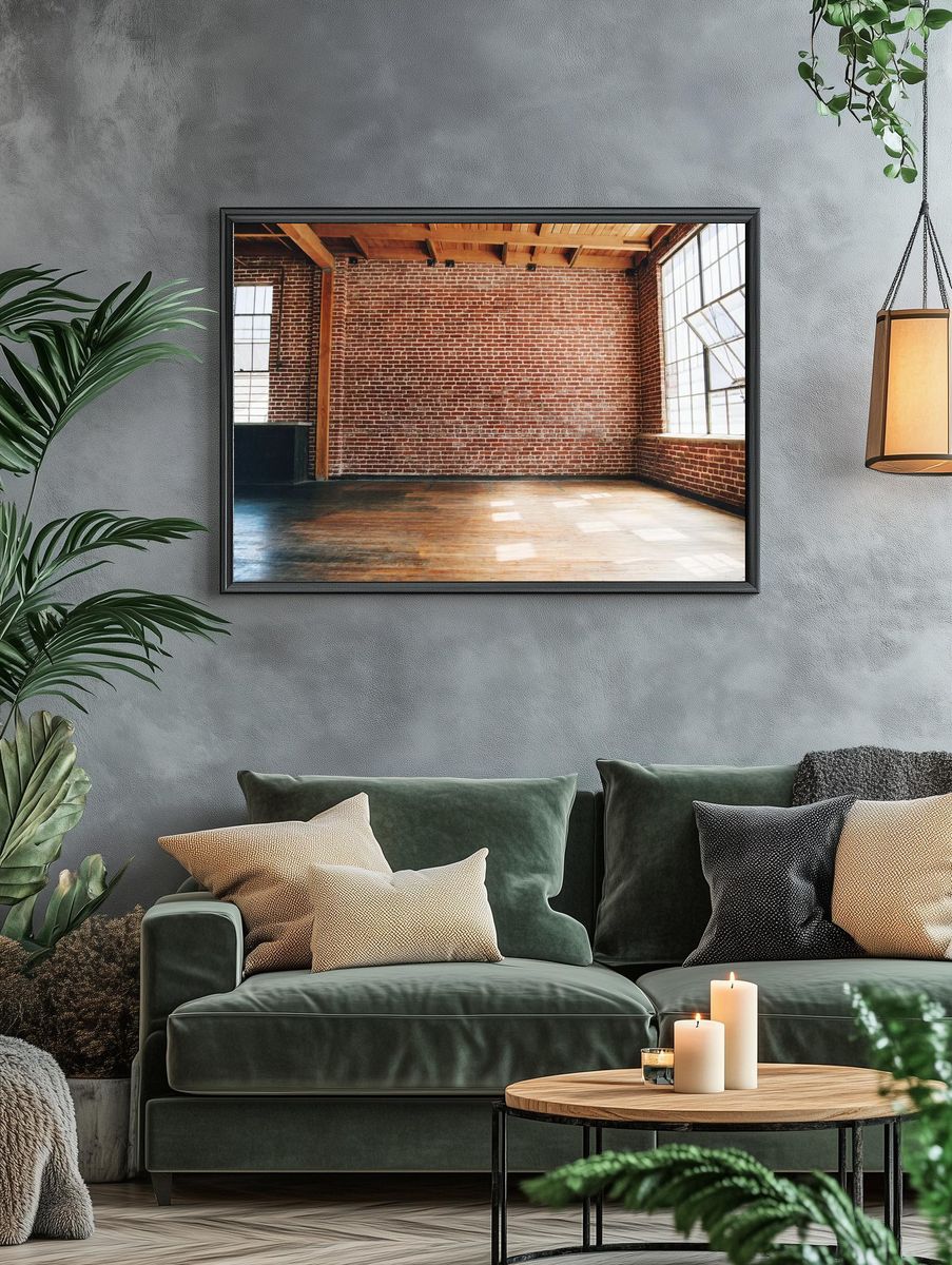Grunge red brick wall textured. — room view 4
