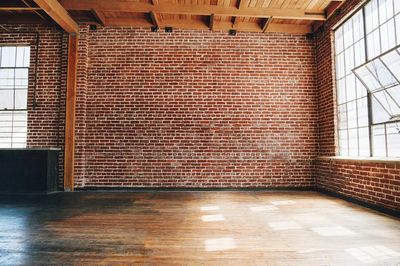 Grunge red brick wall textured. poster
