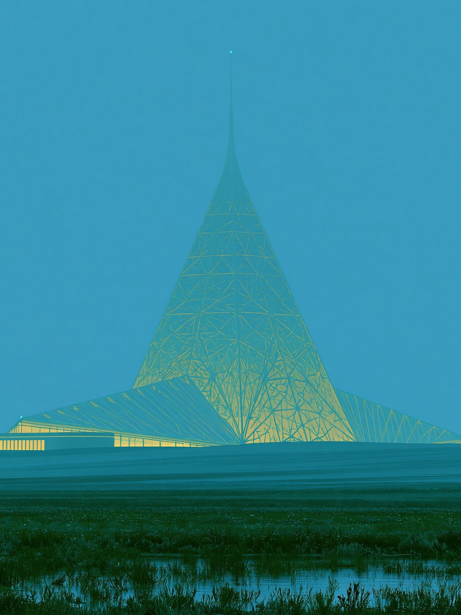Futuristic Tower Landscape Print. poster — architecture art