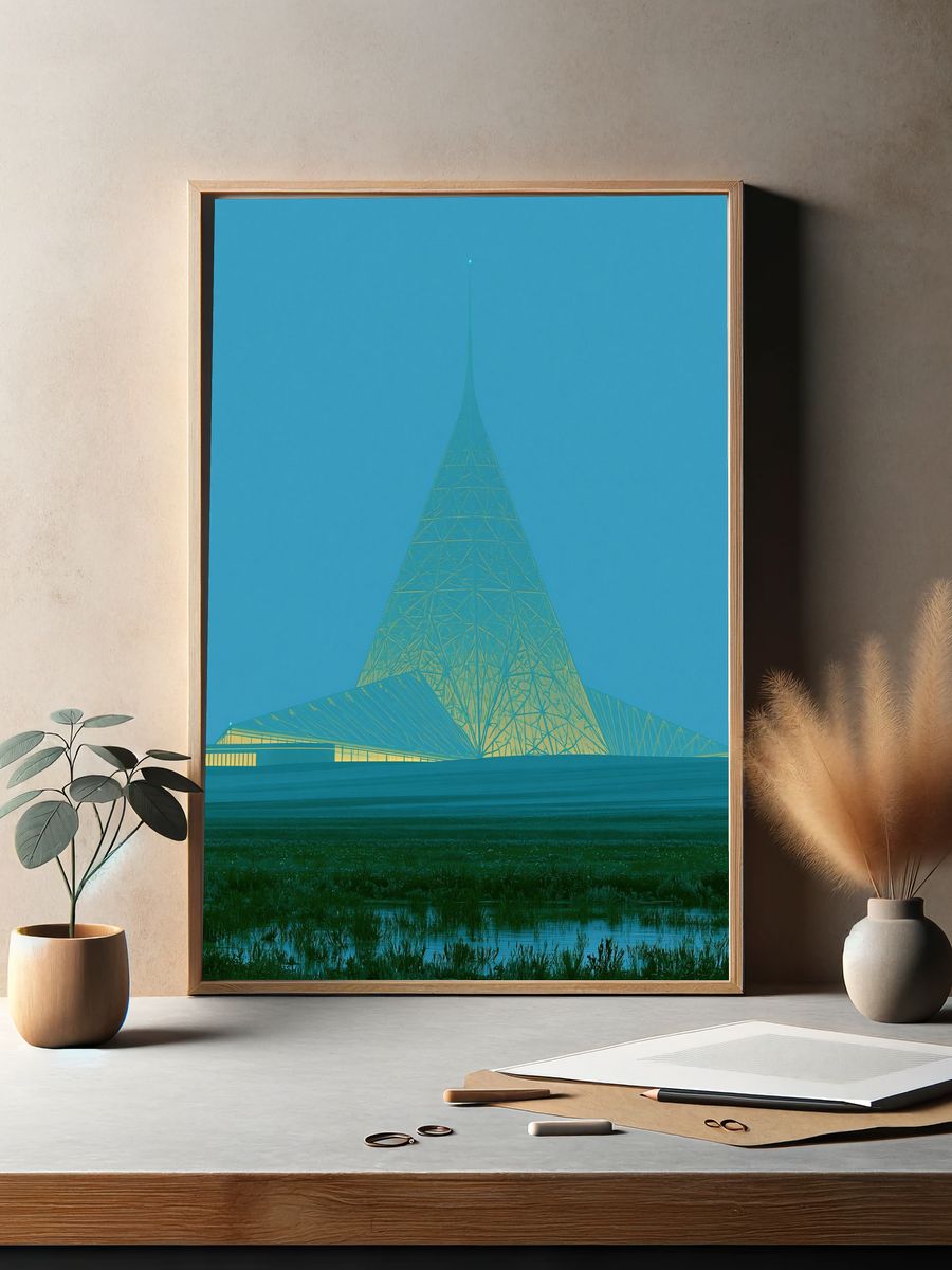 Futuristic Tower Landscape Print. — room view 2