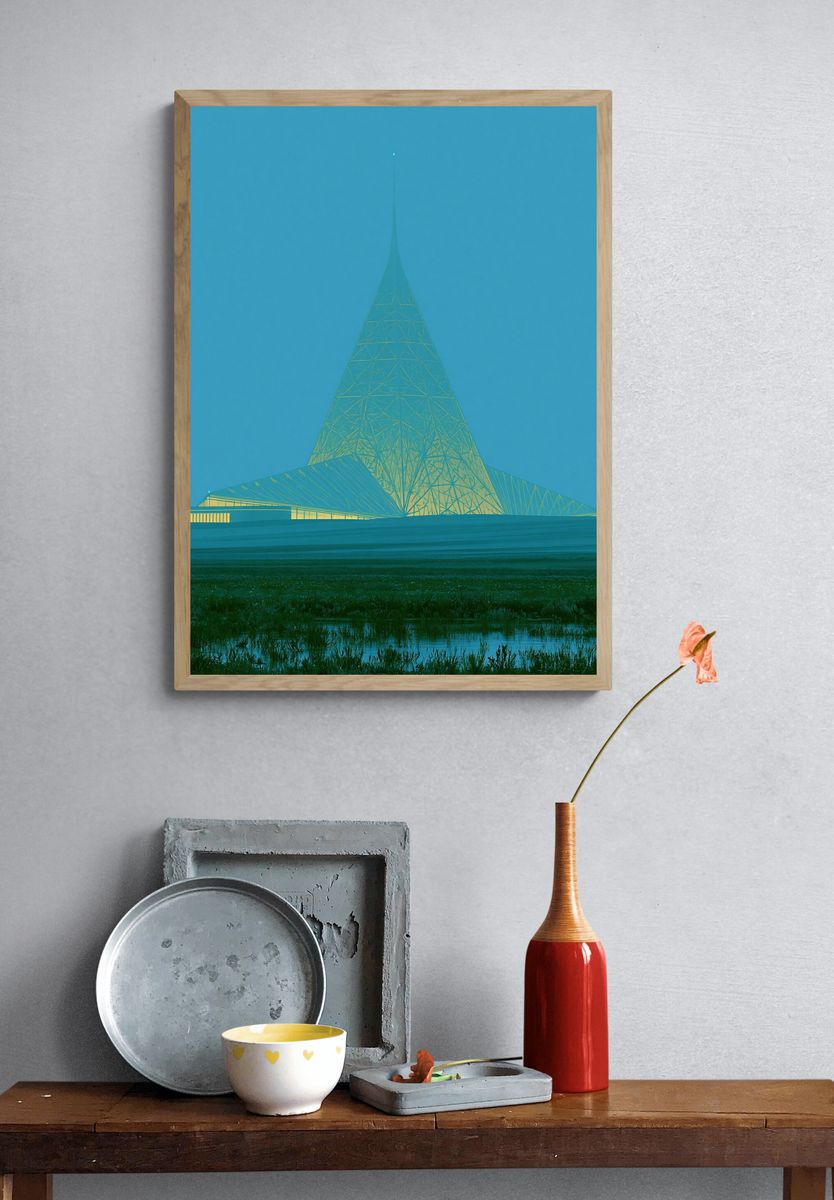 Futuristic Tower Landscape Print. — room view 3