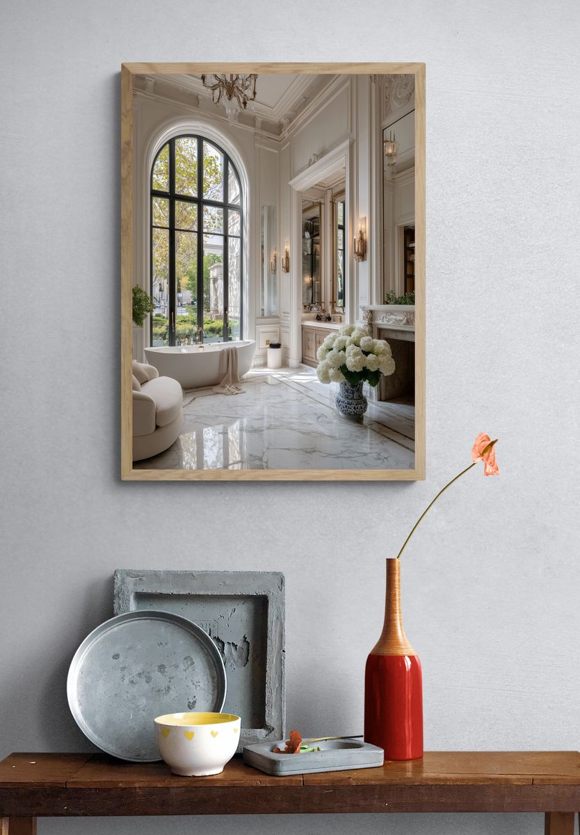 Luxury Marble Bathroom Interior Poster. — room view 3