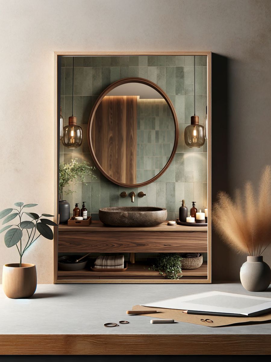Japandi Bathroom Interior Poster. — room view 2