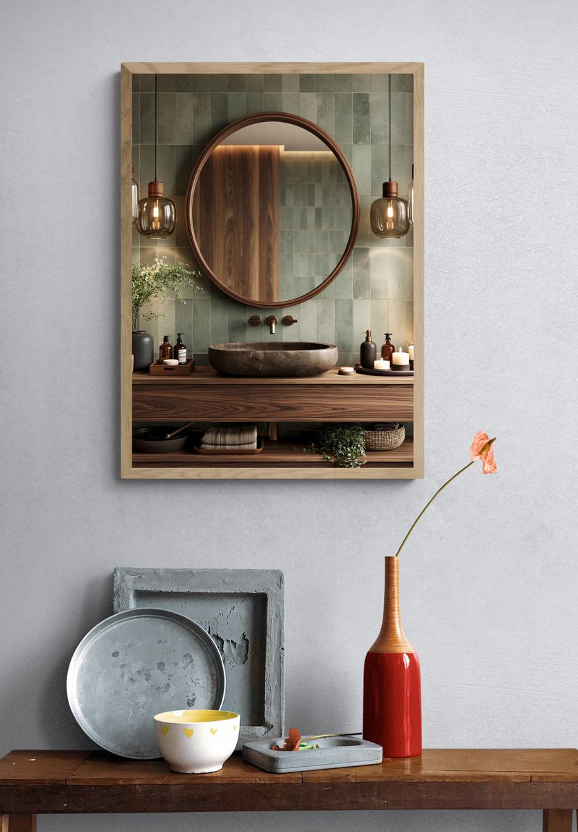 Japandi Bathroom Interior Poster. — room view 3