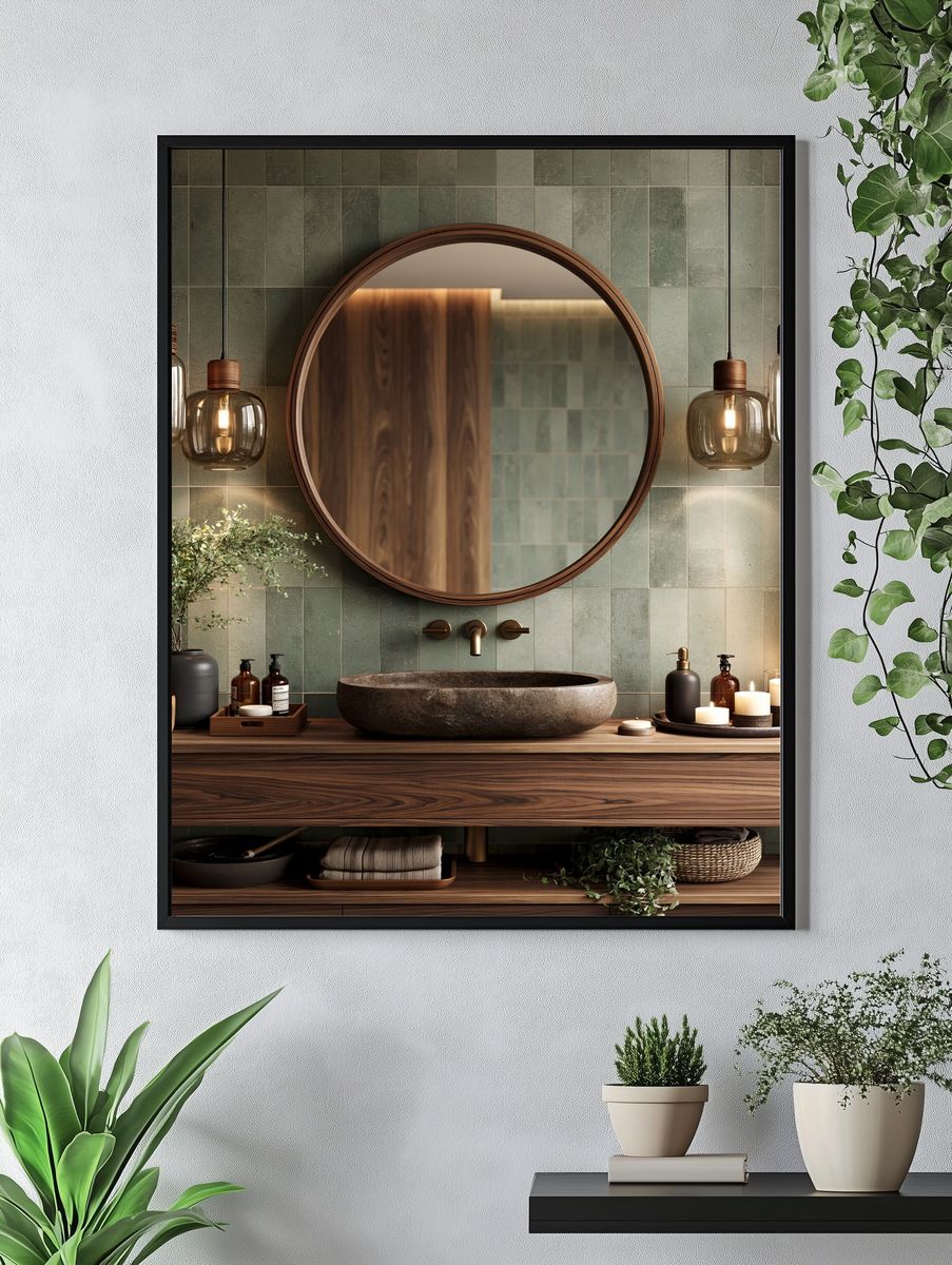 Japandi Bathroom Interior Poster. — room view 4