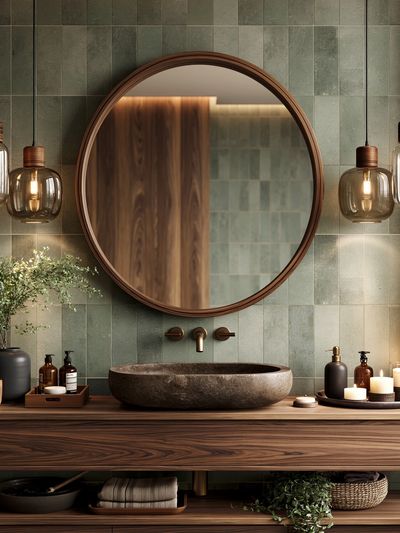 Japandi Bathroom Interior Poster. poster print