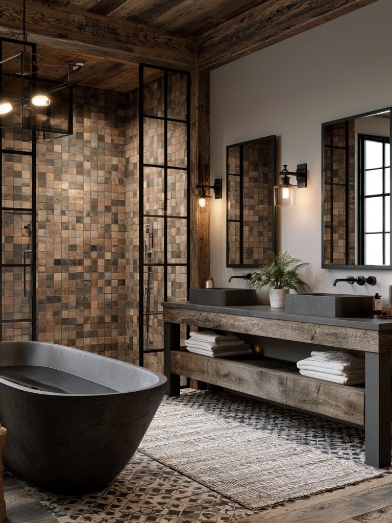 Rustic Spa Bathroom Interior Print. poster — architecture art