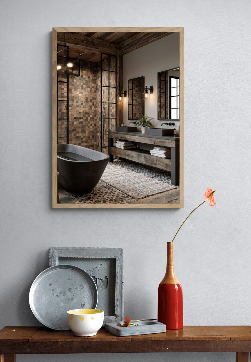 Rustic Spa Bathroom Interior Print. — room view 3