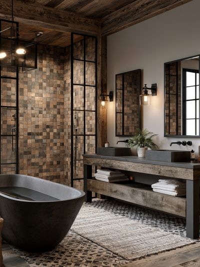 Rustic Spa Bathroom Interior Print. poster