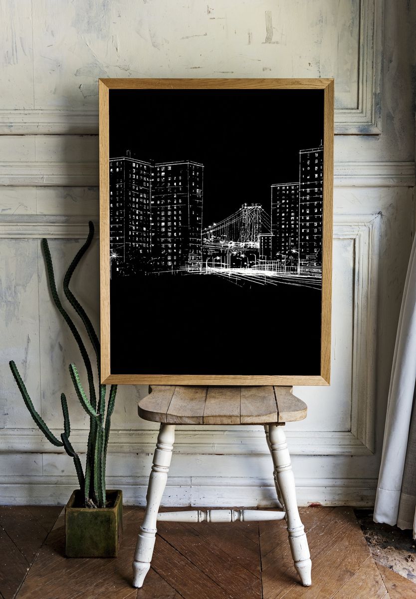 City Skyline Line Art Poster. room preview