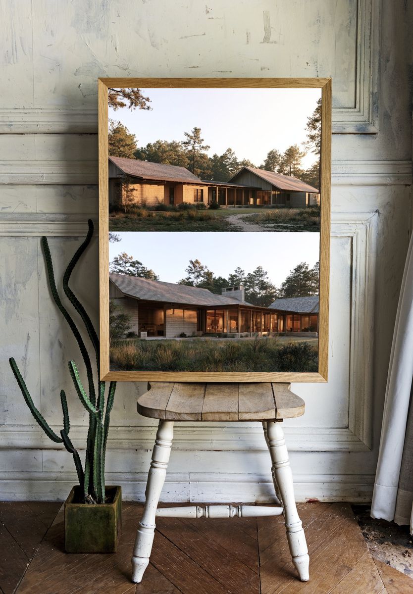 Modern Forest Cabin Architecture Poster. — room view 1