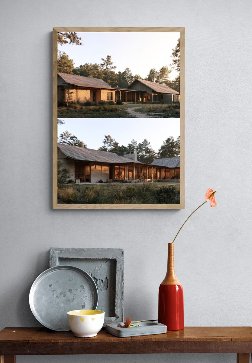 Modern Forest Cabin Architecture Poster. — room view 3