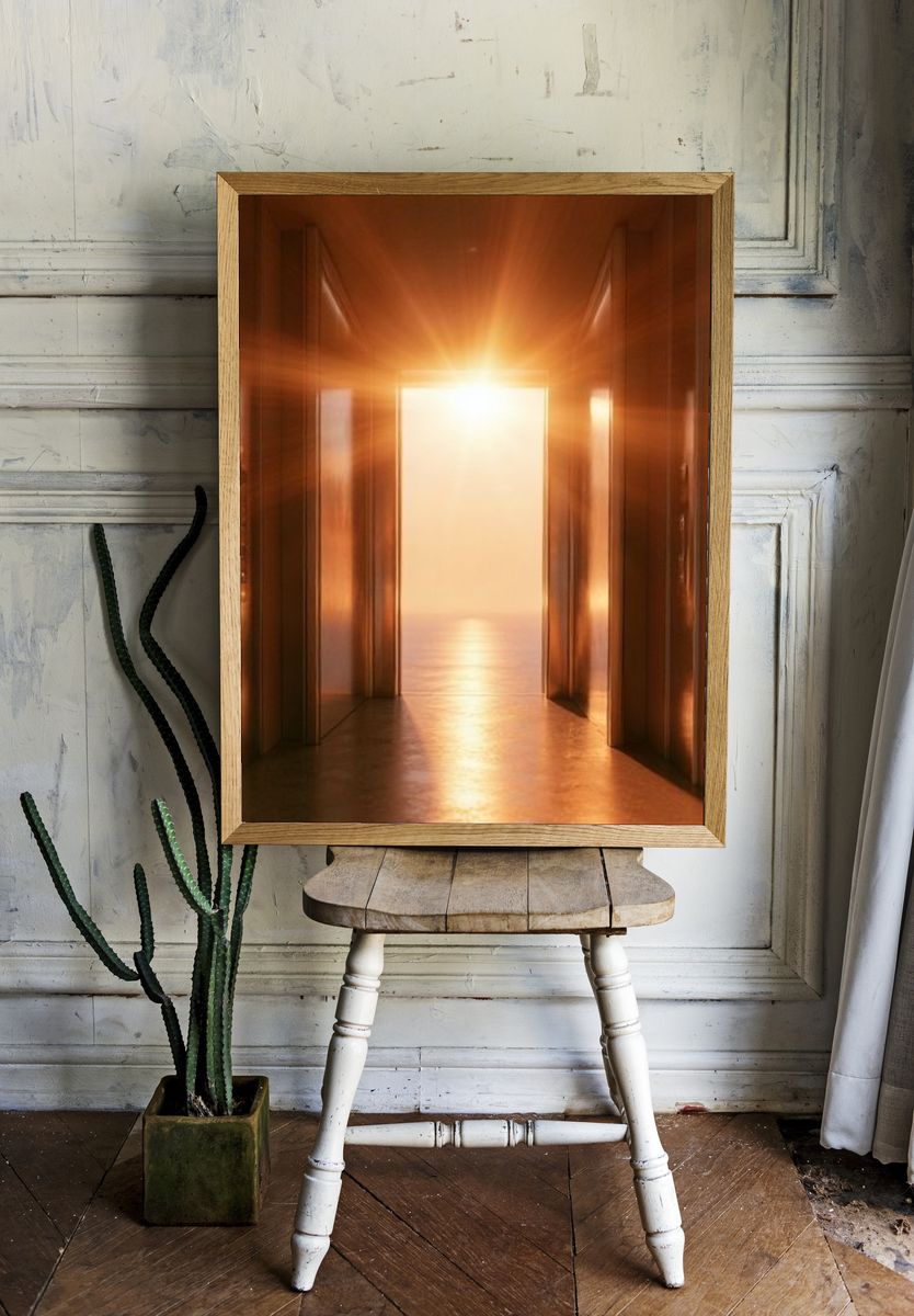 Golden Corridor Light Poster. room preview