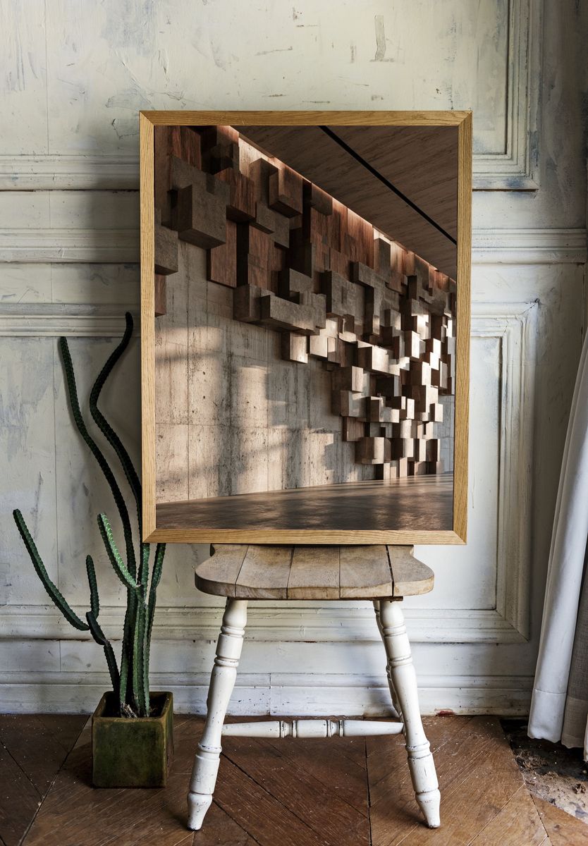 Concrete Cubes Architecture Poster. — room view 1