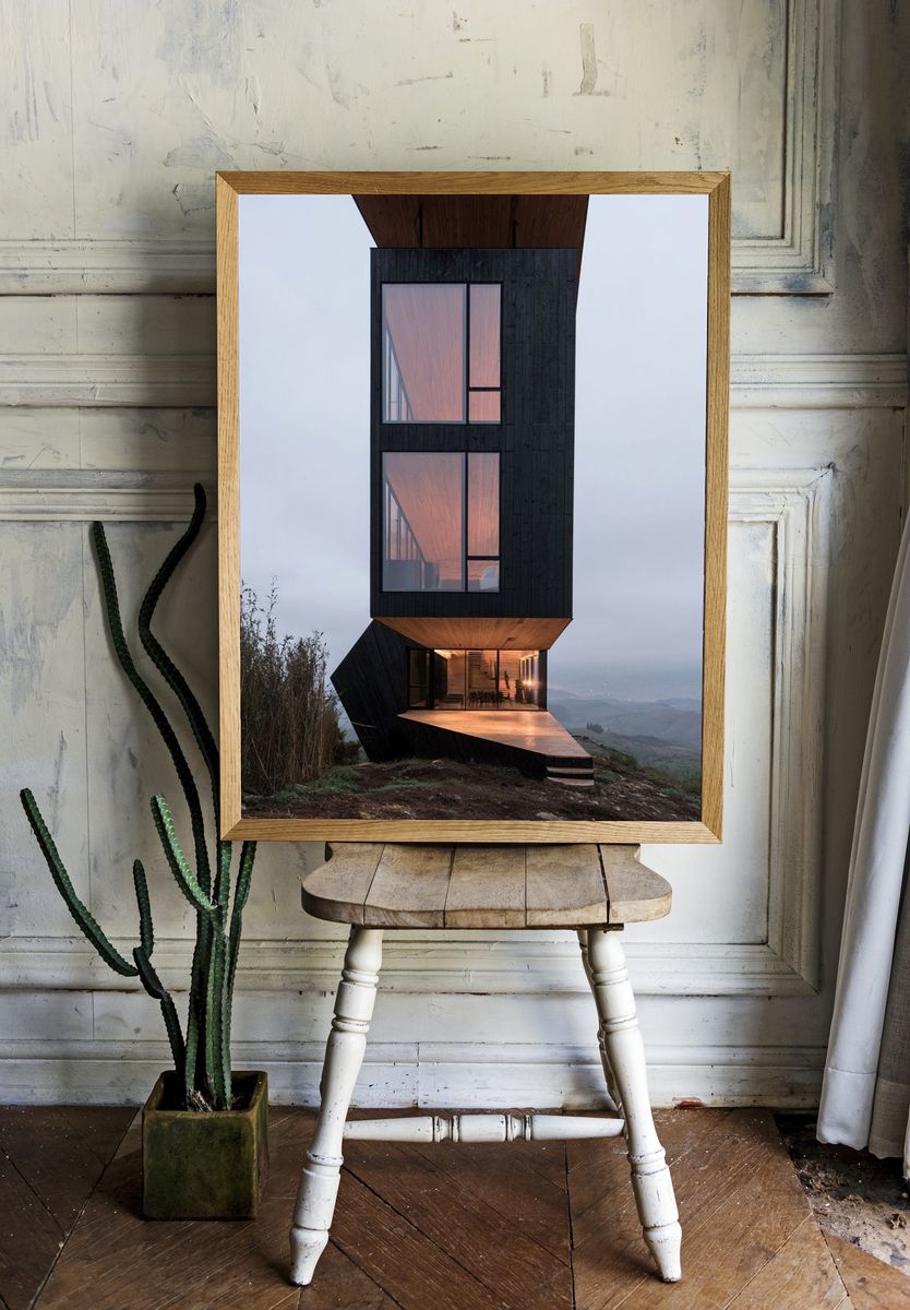 Modern Cliffside House Photography Poster. room preview
