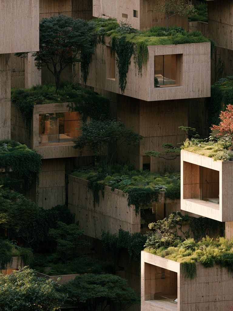 Verdant Brutalist Architecture Poster. poster detail
