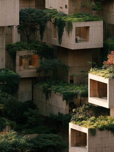 Verdant Brutalist Architecture Poster. poster