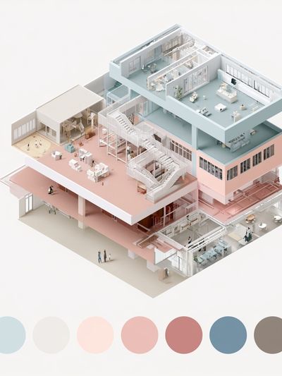 Pastel Architectural Cutaway Poster. poster print