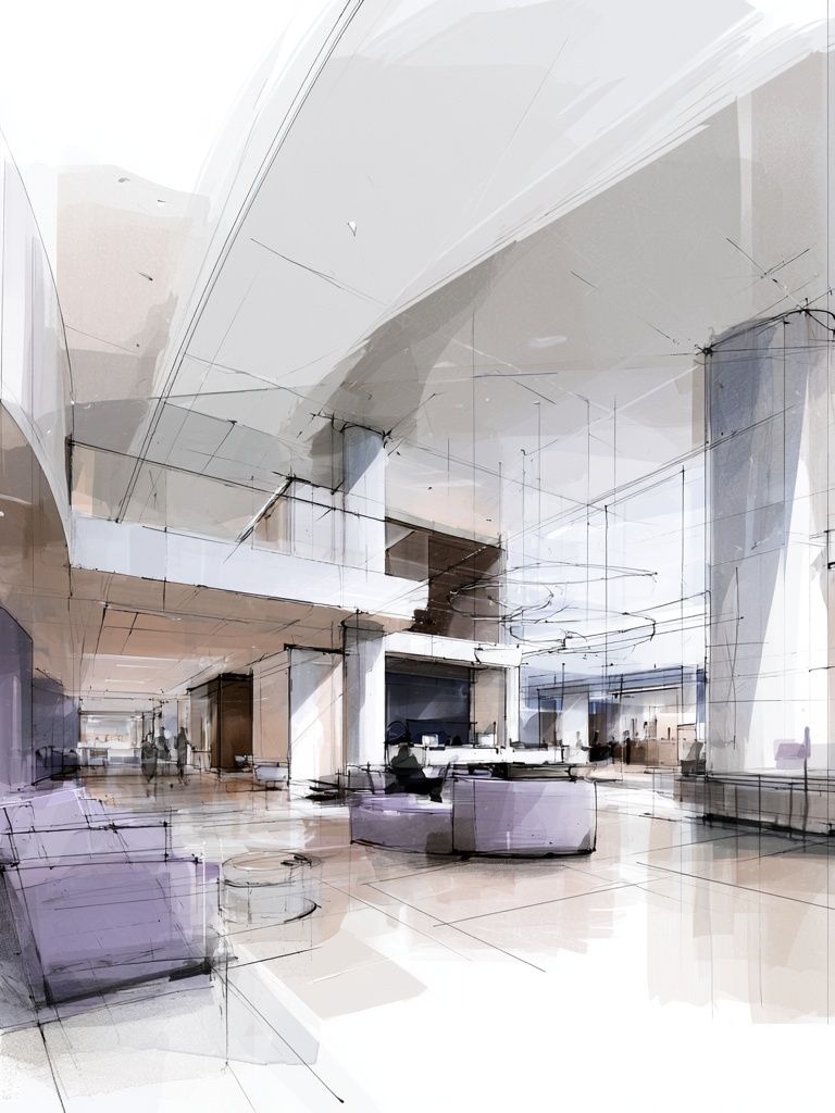 Modern Atrium Interior Print. poster — architecture art