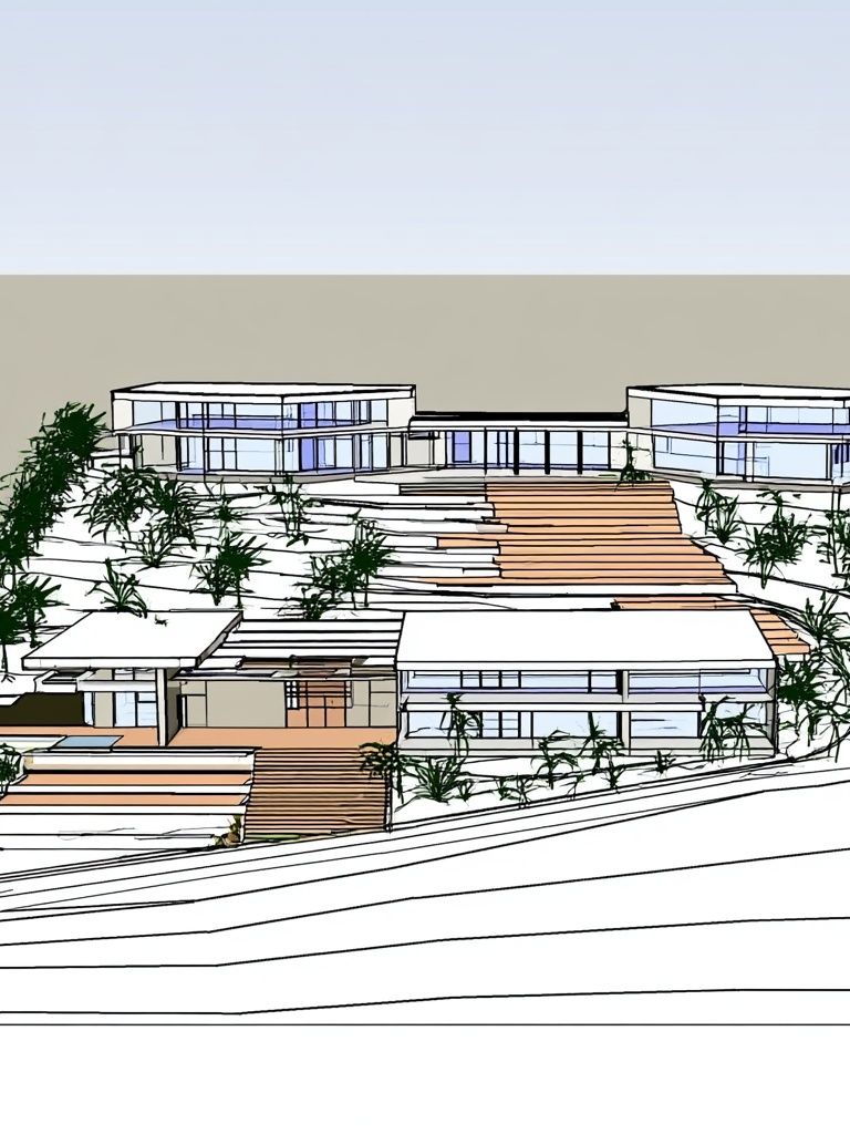 Modern Hillside House Architecture Print. poster — architecture art