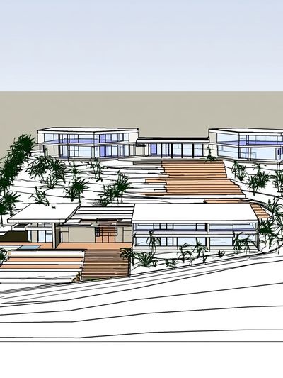 Modern Hillside House Architecture Print. poster print