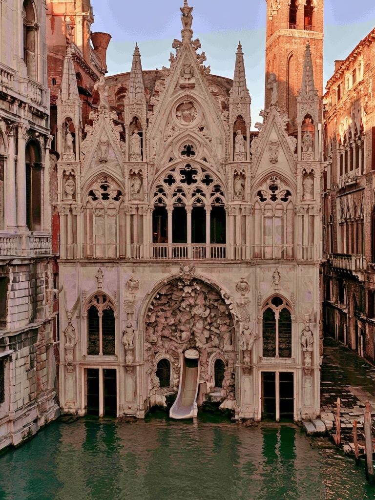 Venetian Gothic Canal Facade Print. poster — architecture art
