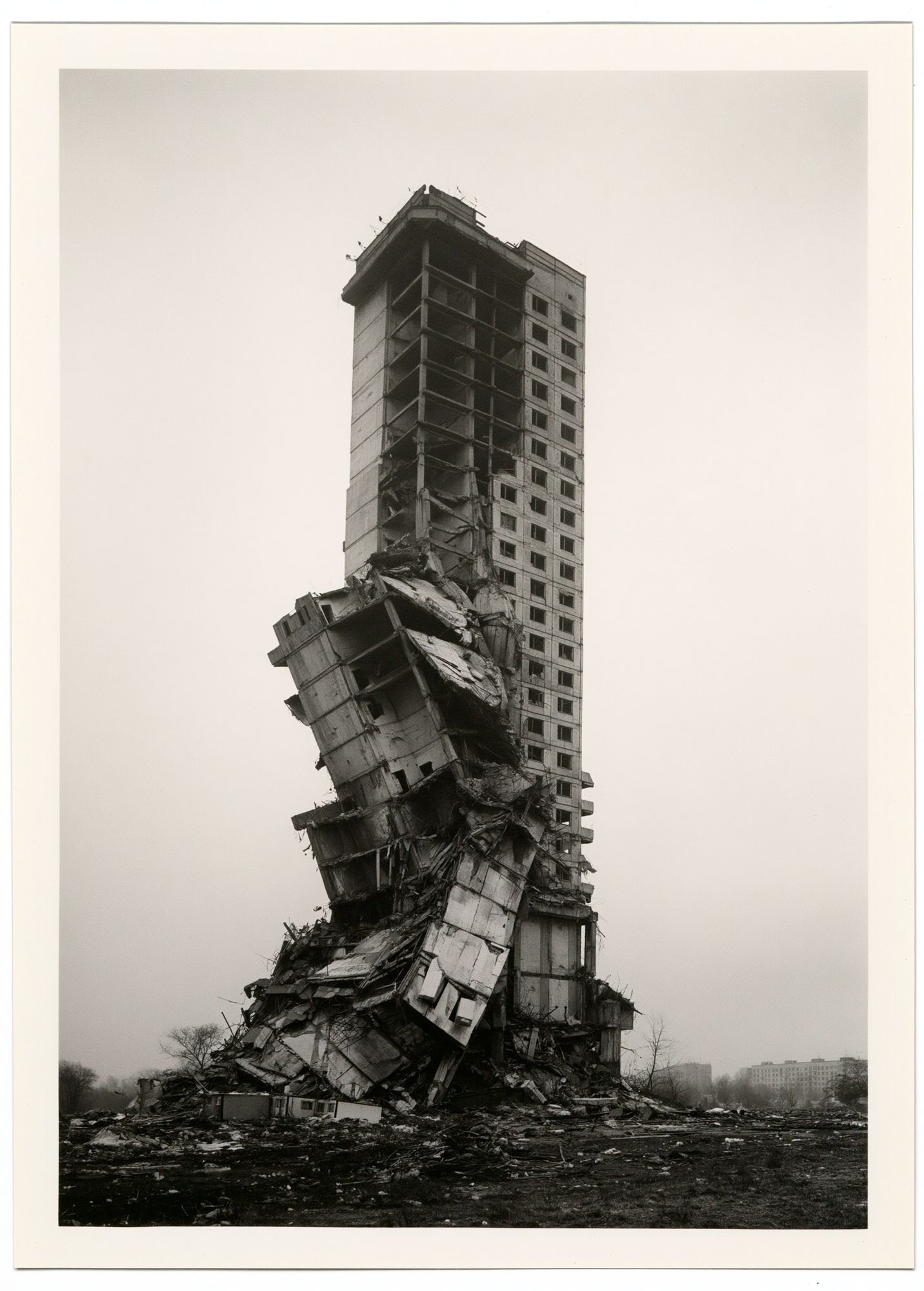 Collapsed Tower Black-White Poster. poster detail