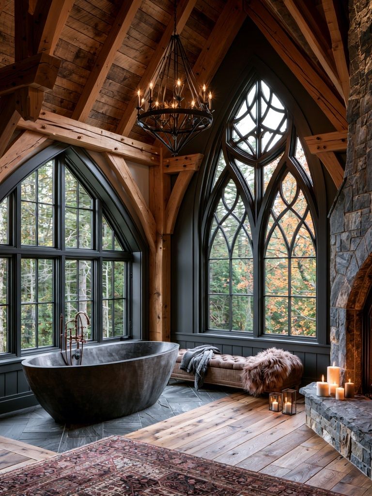 Rustic Gothic Bath Interior Poster. poster detail