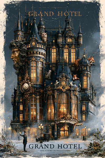 Grand Hotel Gothic Architecture Print.