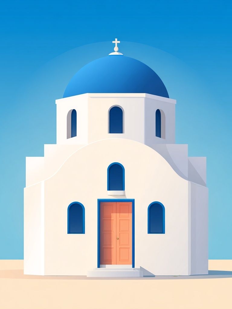 Santorini Church Illustration Poster. poster — architecture art