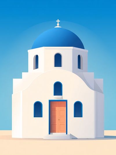 Santorini Church Illustration Poster. poster