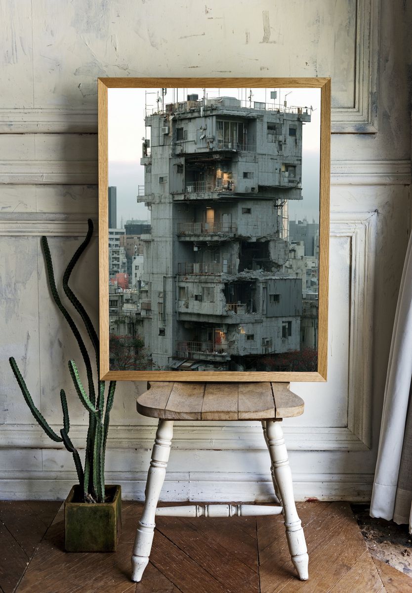 Urban Brutalist Tower Poster. room preview