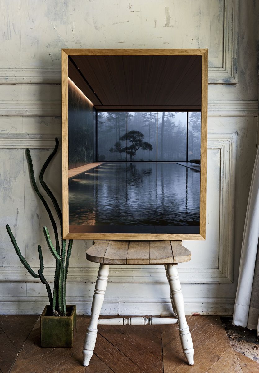 Rainy Zen Pool Interior Print. — room view 1