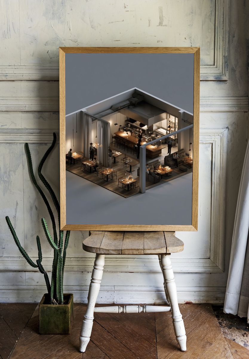 Modern Restaurant Interior Print. room preview