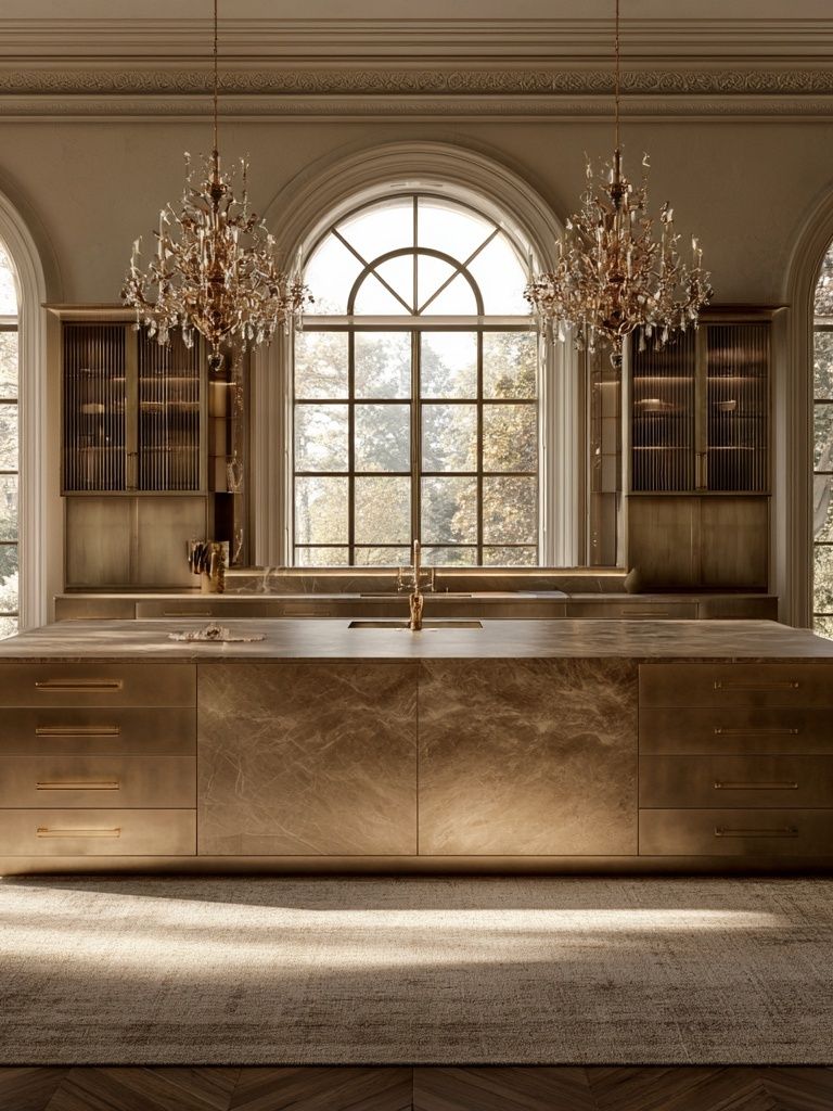 Luxury Brass Kitchen Interior Print. poster detail