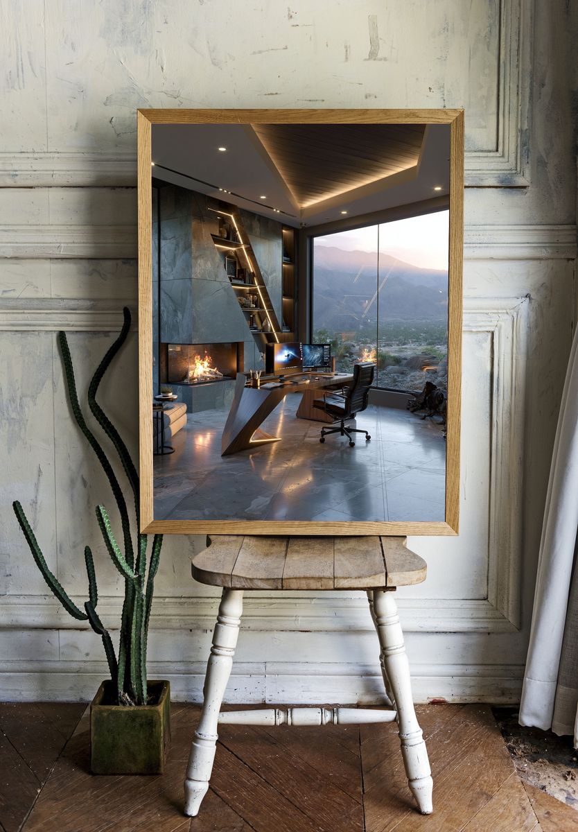 Modern Mountain Office Interior Poster. room preview