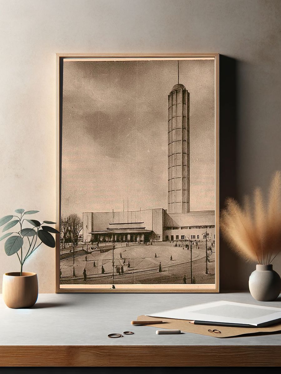 Art Deco Tower Architecture Print. — room view 2