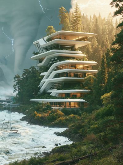 Futuristic Forest Villa Architecture Poster. poster print