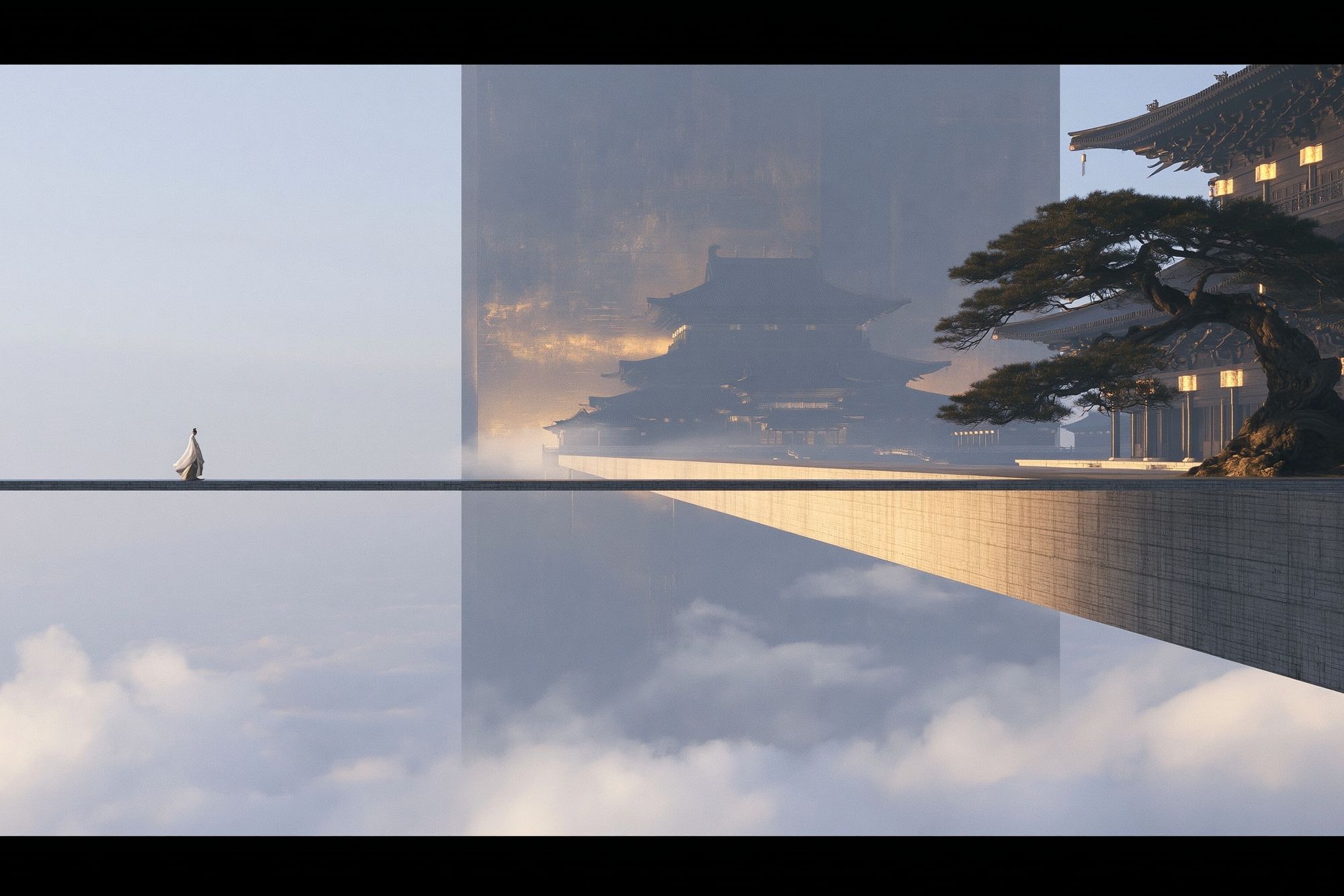 Floating Temple Bridge Photography Print. poster — architecture art