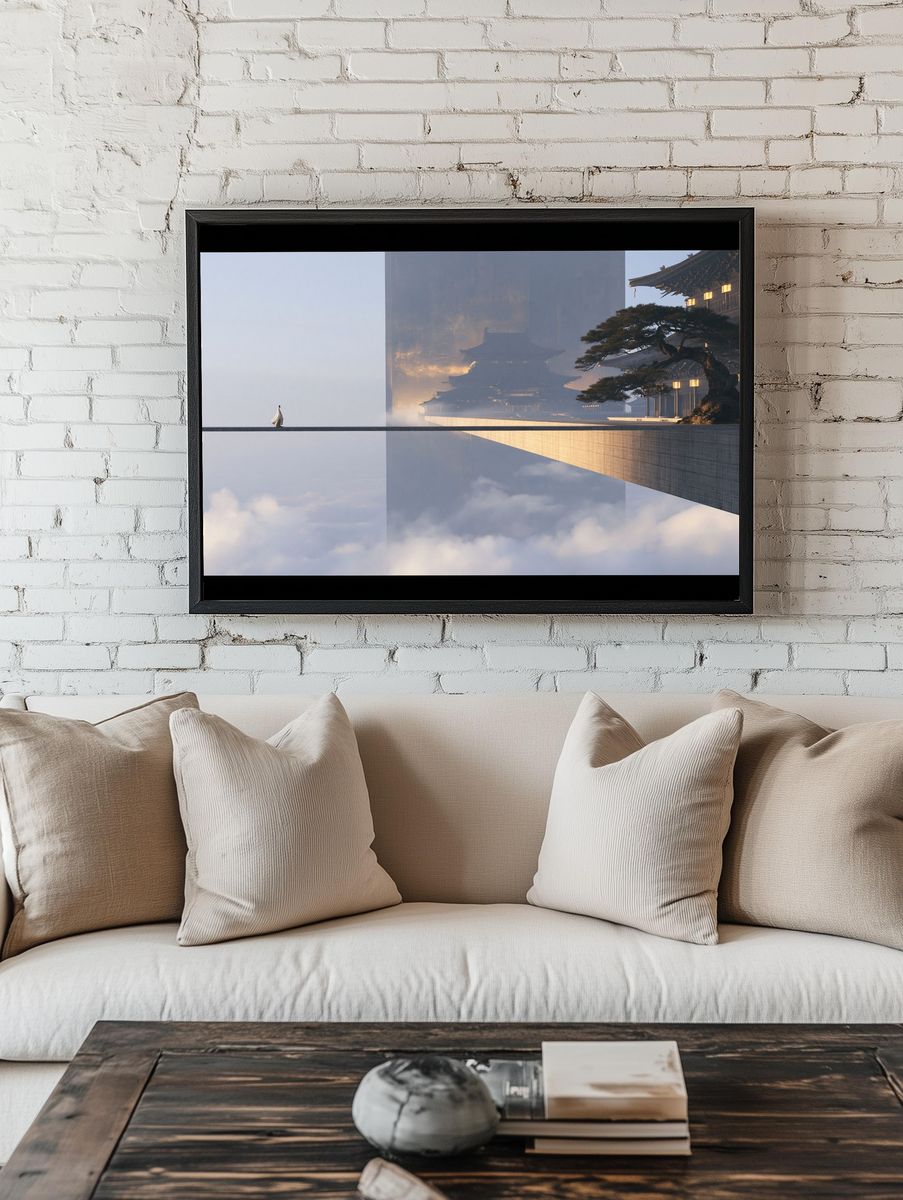 Floating Temple Bridge Photography Print. — room view 1