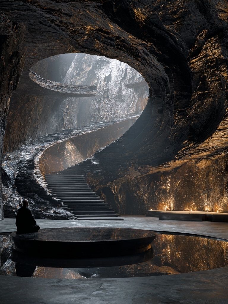 Cave Sanctuary Interior Print. poster — architecture art