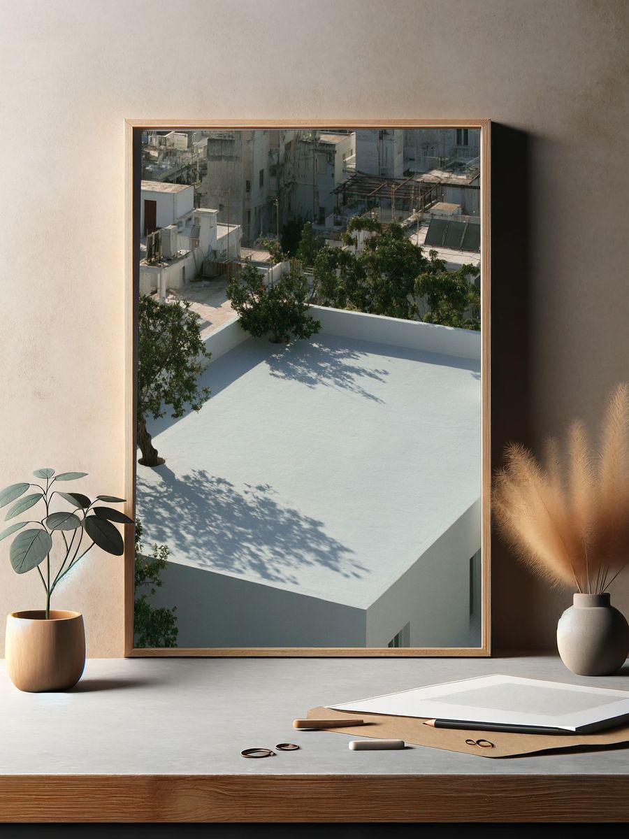 Rooftop Courtyard Architecture Print. — room view 2